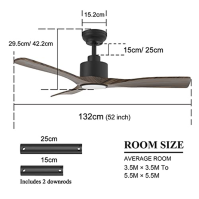 Stropní ventilátor OFANTOP s osvětlením, stropní ventilátor 132 cm s osvětlením, 35W tichý stejnosměrný motor, Wi-Fi a hlasové o