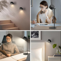 Bezdrátová stolní lampa Coollamp, stolní lampa se 3 režimy osvětlení, 3 úrovněmi jasu, dotykové ovládání, otočná o 360°, dobíjec