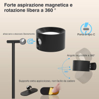 Bezdrátová stolní lampa Coollamp, stolní lampa se 3 režimy osvětlení, 3 úrovněmi jasu, dotykové ovládání, otočná o 360°, dobíjec