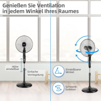 Stojanový ventilátor Be Cool 40 cm s dálkovým ovládáním BC16SFRC - Ø 40 cm, 45 W, 3 nastavení rychlosti, dálkové ovládání, černý