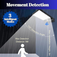 MASLED Solární bezpečnostní světla Venkovní čidlo pohybu s dálkovým ovládáním | 3 inteligentní režimy, ovládání barvy a jasu svě