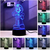 2 v 1 3D iluze LED anime lampa RGB 16 barev dálkový ovladač noční světlo pro chlapce