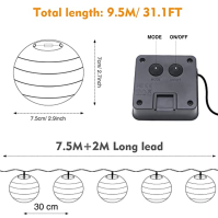 Solární pohádková světla venkovní, 9,5M 25 LED pohádková světla venkovní 8 režimů lucerna pohádková světla venkovní IP65 vodotěs