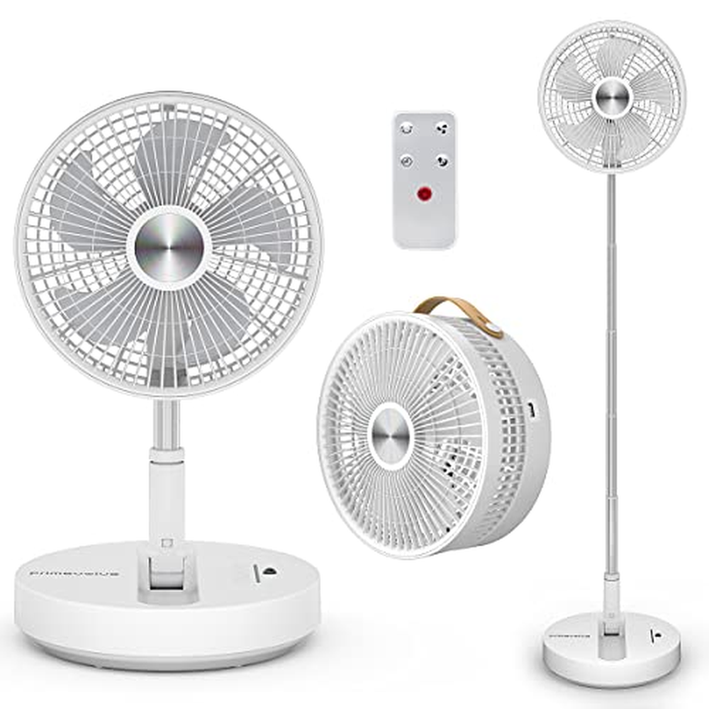 Primevolve stojanový ventilátor s dálkovým ovládáním, 7200 mAh baterie USB stolní ventilátor, přenosný tichý 10" ventilátor, skl