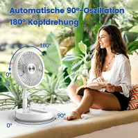 Primevolve stojanový ventilátor s dálkovým ovládáním, 7200 mAh baterie USB stolní ventilátor, přenosný tichý 10" ventilátor, skl