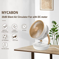 Ventilátor MYCARBON velmi tichý stejnosměrný motor 20dB 1850m³/h objem vzduchu 8 rychlostních režimů ECO stolní ventilátor 3D ci