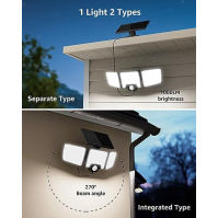 Lepro Solární bezpečnostní světla Venkovní snímač pohybu, 2 v 1 oddělené a integrované dálkové ovládání IP65 Vodotěsná solární s