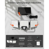 Lepro Solární bezpečnostní světla Venkovní snímač pohybu, 2 v 1 oddělené a integrované dálkové ovládání IP65 Vodotěsná solární s