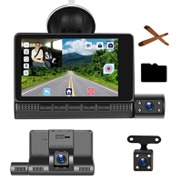 Hodozzy Dashcam Car FHD Car Camera 4" Full HD 1080P Touch Screen, 3 kamery se smyčkou, WDR Super Night Vision G-Sensor Parking M