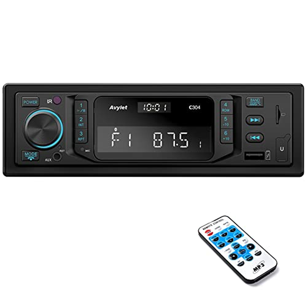 Avylet RDS autorádio Bluetooth 5.0, 7 LED barev, autorádio s handsfree voláním a hodinami, 4x60W FM/AM rádio USB/AUX in/MP3/FLAC