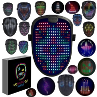 megoo Led maska s gesty snímání transformace, Led Electronic Digital Light Up Glow Mask pro Halloween Rave Masquerade Carnival C