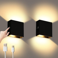 Lightess 2Pcs nástěnná svítidla stmívatelná, dobíjecí nástěnné světlo Touch Up Down Wall Light USB Uplighter Downlighter Wall La