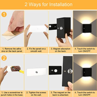 Lightess 2Pcs nástěnná svítidla stmívatelná, dobíjecí nástěnné světlo Touch Up Down Wall Light USB Uplighter Downlighter Wall La