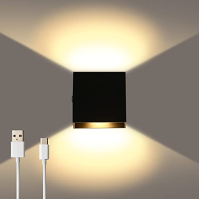 Lightess 2Pcs nástěnná svítidla stmívatelná, dobíjecí nástěnné světlo Touch Up Down Wall Light USB Uplighter Downlighter Wall La