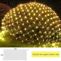 Venkovní světelná síť, 3x2m 200 LED pohádkových světel venku, světelná síťová světelná clona se zástrčkou teplá bílá, IP44 vodot