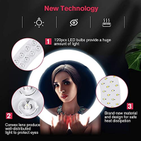 19palcové LED kruhové světlo se stativovým stojanem Selfie Ring Light, dotykový displej LCD, stmívatelné světlo pro make-up stud