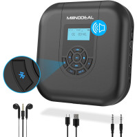 Přenosný CD přehrávač, MONODEAL Přenosný Bluetooth, dobíjecí s reproduktorem a FM vysílačem, Discman CD přehrávač do auta