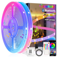 Cozylady Bluetooth LED pásek 50 m, RGB LED pásek s dálkovým ovládáním a aplikací, synchronizace s hudbou, nastavení časovače, st