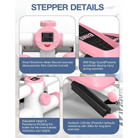 Mini stepper pro domácnost, fitness stepper schodišťový stepper s odporovými pásy, fitness stepper tréninkové zařízení s LCD dis