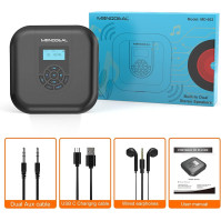 Přenosný CD přehrávač, MONODEAL Přenosný Bluetooth, dobíjecí s reproduktorem a FM vysílačem, Discman CD přehrávač do auta