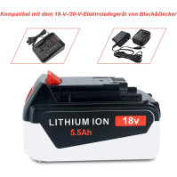 REACELL 5,5Ah Náhradní baterie pro aku Black and Decker 18V Li-Ion Batterie LB20, LBX20, LST220, LBXR2020-OPE, LBXR20B-2, ...