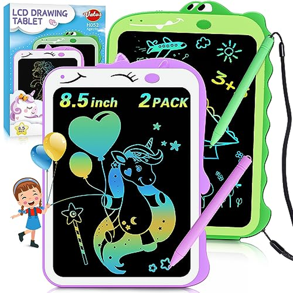 VATOS LCD psací tablet Doodle Board, 2 balení 8,5 palce Unicorn + Dinosaur Drawing Pad, elektronický kreslící tablet Cestovní dá