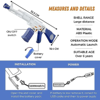 Elektrická vodní pistole MAGIC SELECT. Automatická vodní pistole s dlouhým dosahem pro děti, dobíjecí USB baterie, s vysokotlako