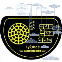 Lychee Elektronické bicí souprava skládací, 9 padů Roll-Up Stereo elektronická bicí souprava Vestavěný reproduktor Podpora bubnu
