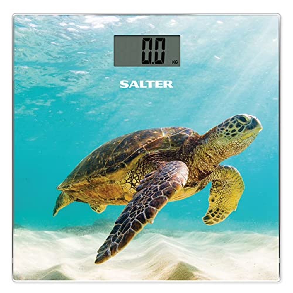 Salter 9225 TR3R Turtle Glass Elektronická digitální váha do koupelny, ultra tenká platforma, velký snadno čitelný LCD displej a