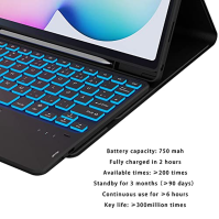 ROOFEI Galaxy Tab S6 Lite Case with QWERTZ Keyboard - Tab S6 Lite Keyboard with Touchpad - 7-Colour Lighting Keyboard Case for 1