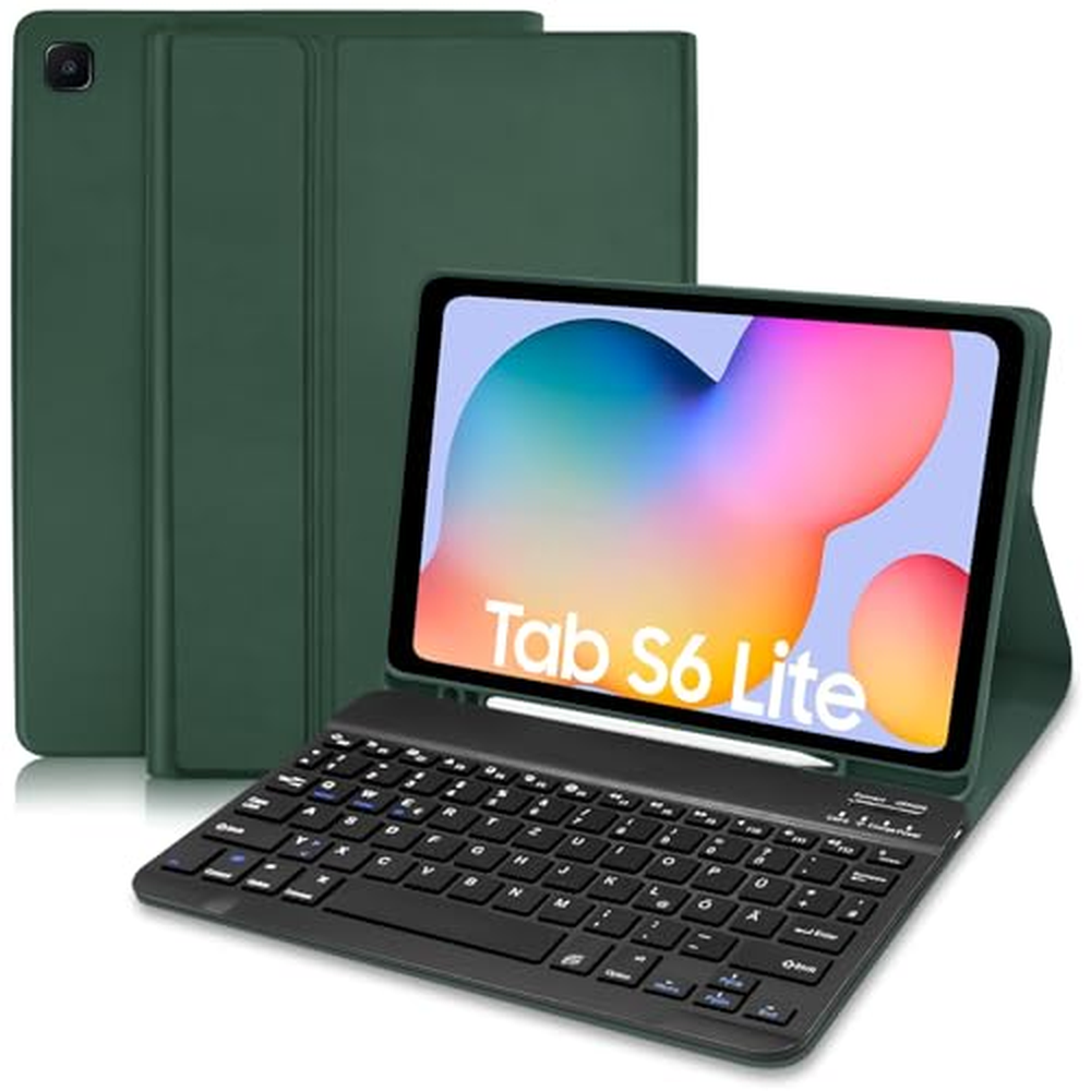 Hofsos Samsung Galaxy Tab S6 Lite kryt s klávesnicí - ochranný kryt s držákem tužky Bezdrátová klávesnice (QWERTZ German Layout)