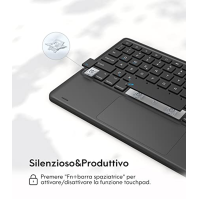 Earto iPad 9th Generation Keyboard, pouzdro s klávesnicí pro iPad 9. generace s touchpadem, 2 kanály BT, italský kryt klávesnice