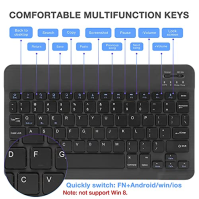 Přenosná bezdrátová klávesnice, AIMMIE Rechargeable10 Ultra Slim Universal Tablet Keyboard s bezdrátovou myší, malá bezdrátová k