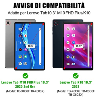 Pouzdro s klávesnicí YUEJIDZ pro Lenovo Tab M10 FHD Plus (2. generace) 10,3 palce, Itálie