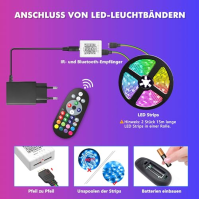 LED pásek 30m, Bluetooth RGB LED pásek měnící barvu LED světelný řetěz 30M s ovládáním aplikací a dálkovým ovládáním, synchroniz