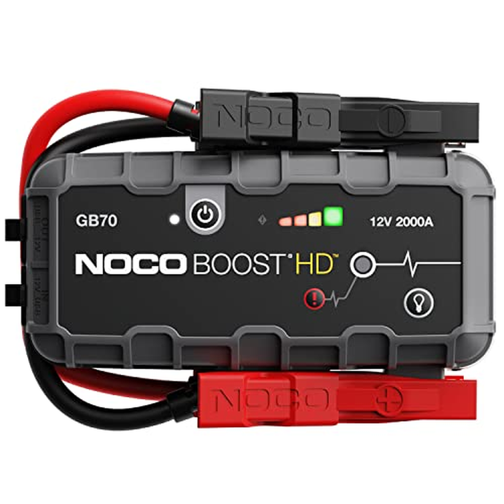 NOCO Boost HD GB70 2000A 12V UltraSafe startovací powerbanka, posilovač autobaterie, přenosná USB nabíječka, startovací kabely a