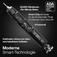 Aquasonic Black Series Ultra Whitening Electric Toothbrush - ADA Accepted - 8 kartáčkových hlavic a cestovní pouzdro - bezdrátov