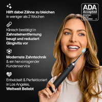 Aquasonic Black Series Ultra Whitening Electric Toothbrush - ADA Accepted - 8 kartáčkových hlavic a cestovní pouzdro - bezdrátov