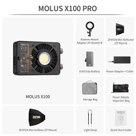 Zhiyun Molus X100 Pro Led Video Light,100w 2700K~6500K Studio Lighting s Bluetooth Mesh App Control a Handle Battery pro YouTube