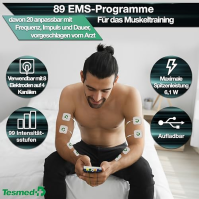 ROESSLER Srl MAX 830 TENS-Massage + EMS Duo elektrostimulační přístroj se 4 kanály pro budování svalů včetně 20 elektrod