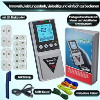 ROESSLER Srl MAX 830 TENS-Massage + EMS Duo elektrostimulační přístroj se 4 kanály pro budování svalů včetně 20 elektrod