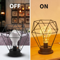 Yuragim kovová stolní lampa, noční lampička vintage, noční lampička ve tvaru diamantu, stolní lampa LED, průmyslová lampa pro ho