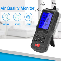 Hancaner CO2 Meter Approved 5 in 1 Air Quality TVOC HCHO Temperature and Humidity CO2 Detector with LCD Display + 1 x 1800 mAh L