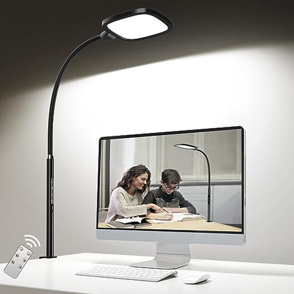 bravzurg LED stolní lampa do kanceláře, 20W stolní lampa s klipem pro PC monitor, maximálně jasná, stmívatelná, velká plocha osv