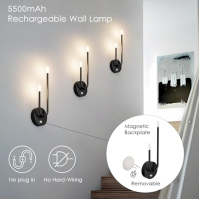 Aipsun 2PCS dobíjecí nástěnné světlo Stmívatelné LED nástěnné světlo Bezdrátová vnitřní nástěnná lampa Magnet s dotykem 5500mAh,