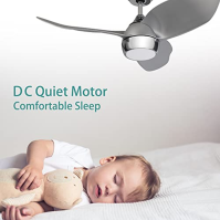 Stropní ventilátor Ovlaim s osvětlením a dálkovým ovládáním Tichý, moderní stropní ventilátor s časovačem na dálkové ovládání DC