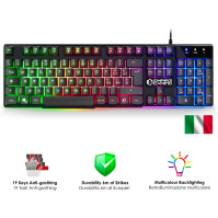 EMPIRE GAMING - Balení 3 v 1 MK800 - Herní klávesnice QWERTY Italiana RGB 105 kláves 19 kláves Anti-Ghosting