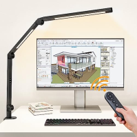 EppieBasic stolní lampa LED upínatelná s dálkovým ovládáním, stmívatelná LED stolní lampa s dvojitým světlem, stolní lampa s den