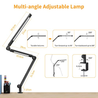 EppieBasic stolní lampa LED upínatelná s dálkovým ovládáním, stmívatelná LED stolní lampa s dvojitým světlem, stolní lampa s den