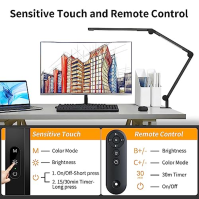 EppieBasic stolní lampa LED upínatelná s dálkovým ovládáním, stmívatelná LED stolní lampa s dvojitým světlem, stolní lampa s den